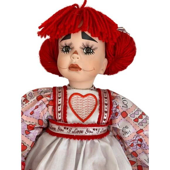 VTG Paradise Galleries 19" Porcelain Raggedy Ann & Andy Dolls Love-Themed - Picture 2 of 8
